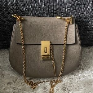 Taupe Leather Shoulder Bag